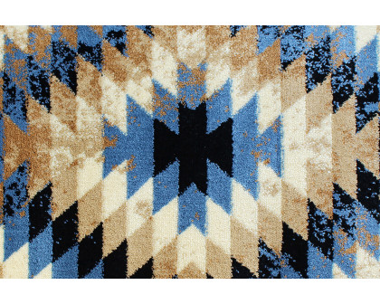 BLNK Teagan Collection Southwestern Style Olefin Area Rug with Jute Backing - Blue, 2'W x 11'L