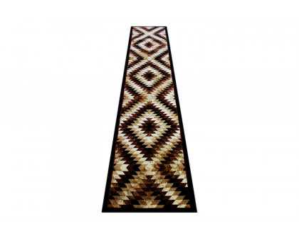 BLNK Teagan Collection Southwestern Style Olefin Area Rug with Jute Backing - Brown, 2'W x 11'L