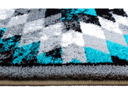 BLNK Teagan Collection Southwestern Style Olefin Area Rug with Jute Backing - Turquoise, 2'W x 11'L