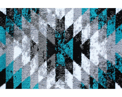 BLNK Teagan Collection Southwestern Style Olefin Area Rug with Jute Backing - Turquoise, 2'W x 11'L