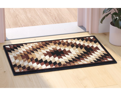 BLNK Teagan Collection Southwestern Style Olefin Area Rug with Jute Backing - Brown, 2'W x 3'L