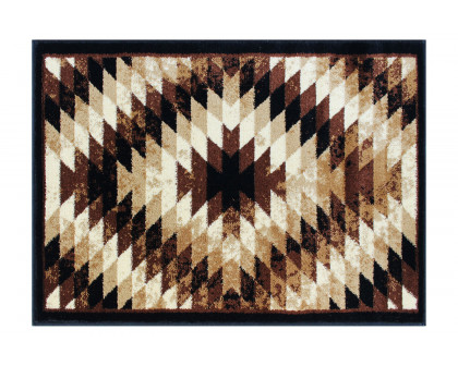 BLNK Teagan Collection Southwestern Style Olefin Area Rug with Jute Backing - Brown, 2'W x 3'L