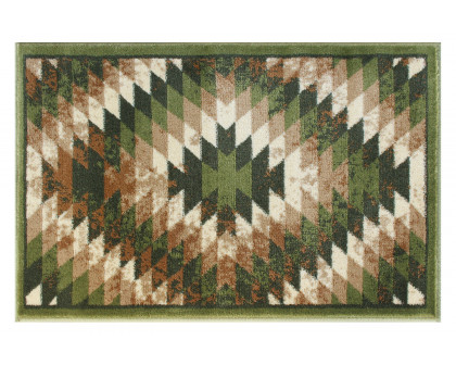 BLNK Teagan Collection Southwestern Style Olefin Area Rug with Jute Backing - Green, 2'W x 3'L