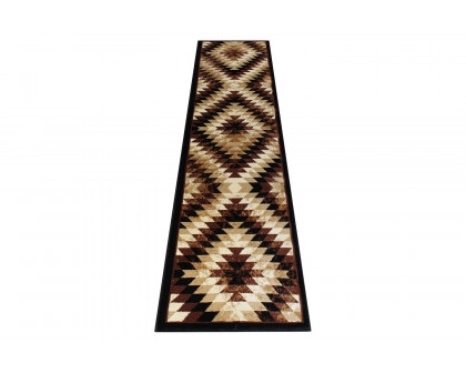 BLNK Teagan Collection Southwestern Style Olefin Area Rug with Jute Backing - Brown, 2'W x 7'L