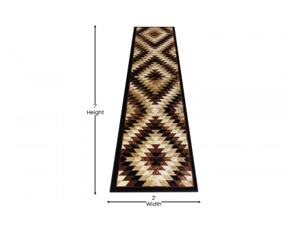 BLNK Teagan Collection Southwestern Style Olefin Area Rug with Jute Backing - Brown, 2'W x 7'L