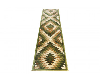 BLNK Teagan Collection Southwestern Style Olefin Area Rug with Jute Backing - Green, 2'W x 7'L