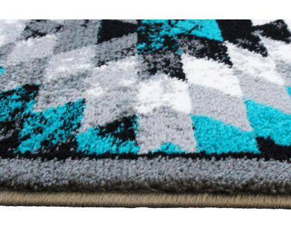 BLNK Teagan Collection Southwestern Style Olefin Area Rug with Jute Backing - Turquoise, 2'W x 7'L