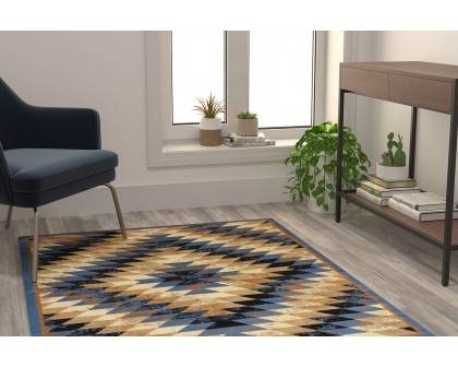 BLNK Teagan Collection Southwestern Style Olefin Area Rug with Jute Backing