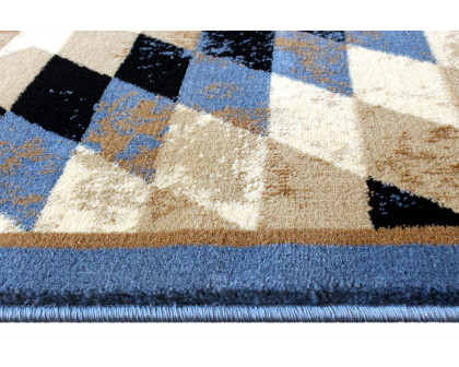 BLNK Teagan Collection Southwestern Style Olefin Area Rug with Jute Backing - Blue, 4'W x 5'L