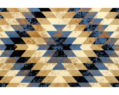 BLNK Teagan Collection Southwestern Style Olefin Area Rug with Jute Backing - Blue, 4'W x 5'L