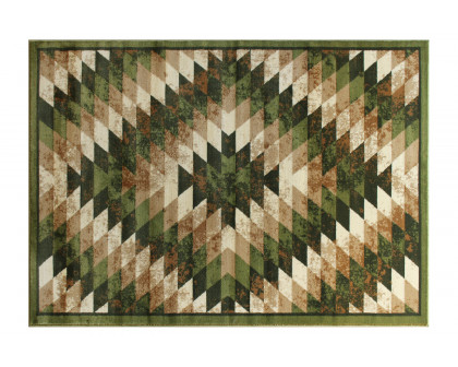 BLNK Teagan Collection Southwestern Style Olefin Area Rug with Jute Backing - Green, 4'W x 5'L