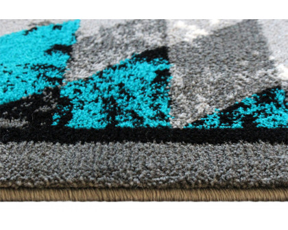 BLNK Teagan Collection Southwestern Style Olefin Area Rug with Jute Backing - Turquoise, 4'W x 5'L