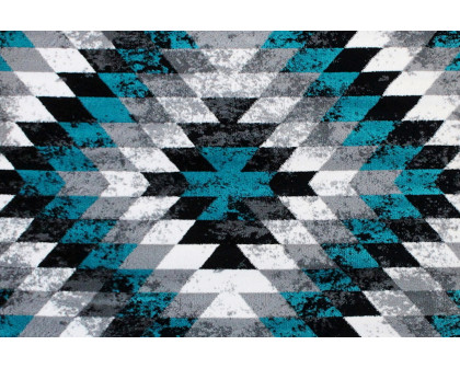 BLNK Teagan Collection Southwestern Style Olefin Area Rug with Jute Backing - Turquoise, 4'W x 5'L