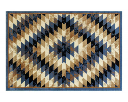 BLNK Teagan Collection Southwestern Style Olefin Area Rug with Jute Backing - Blue, 5'W x 7'L