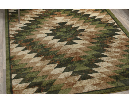 BLNK Teagan Collection Southwestern Style Olefin Area Rug with Jute Backing - Green, 5'W x 7'L