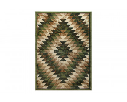 BLNK Teagan Collection Southwestern Style Olefin Area Rug with Jute Backing - Green, 5'W x 7'L