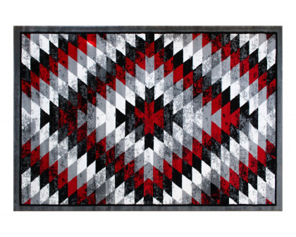 BLNK Teagan Collection Southwestern Style Olefin Area Rug with Jute Backing - Red, 5'W x 7'L