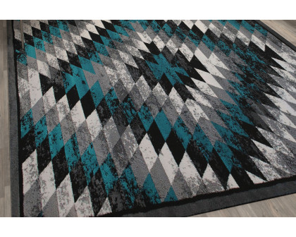 BLNK Teagan Collection Southwestern Style Olefin Area Rug with Jute Backing - Turquoise, 5'W x 7'L