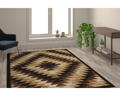 BLNK Teagan Collection Southwestern Style Olefin Area Rug with Jute Backing - Brown, 6'W x 9'L