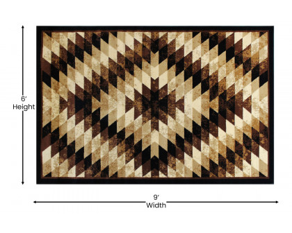 BLNK Teagan Collection Southwestern Style Olefin Area Rug with Jute Backing - Brown, 6'W x 9'L