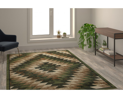 BLNK - Teagan Collection Southwestern Style Olefin Area Rug with Jute Backing