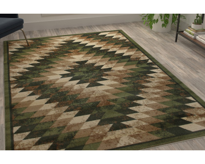 BLNK Teagan Collection Southwestern Style Olefin Area Rug with Jute Backing - Green, 6'W x 9'L