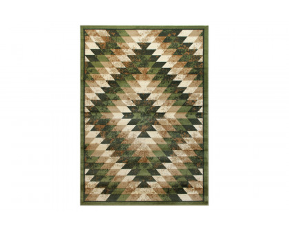 BLNK Teagan Collection Southwestern Style Olefin Area Rug with Jute Backing - Green, 6'W x 9'L