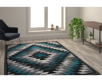 BLNK - Teagan Collection Southwestern Style Olefin Area Rug with Jute Backing