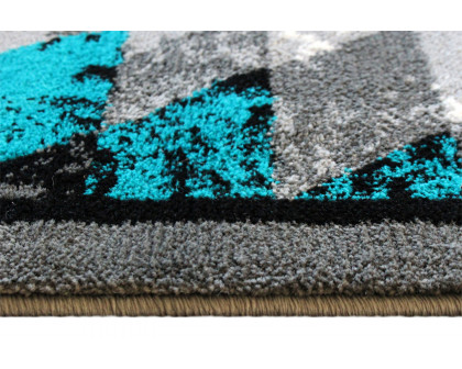 BLNK Teagan Collection Southwestern Style Olefin Area Rug with Jute Backing - Turquoise, 8'W x 10'L