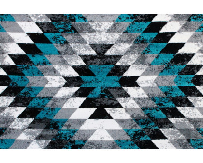 BLNK Teagan Collection Southwestern Style Olefin Area Rug with Jute Backing - Turquoise, 8'W x 10'L