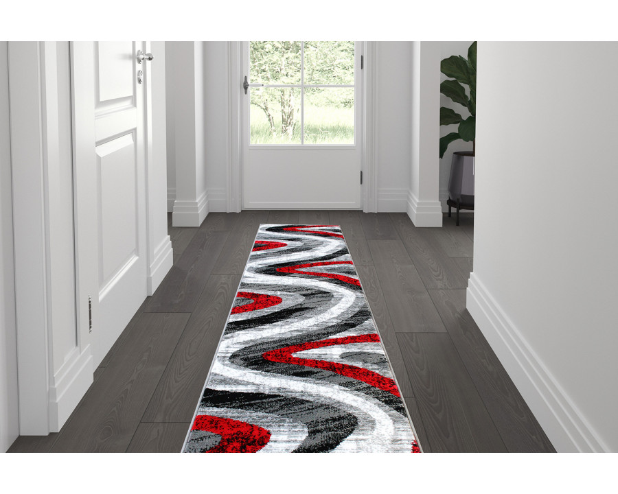 BLNK Altum Collection Olefin Wave Patterned Area Rug with Jute Backing