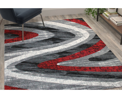 BLNK Altum Collection Olefin Wave Patterned Area Rug with Jute Backing