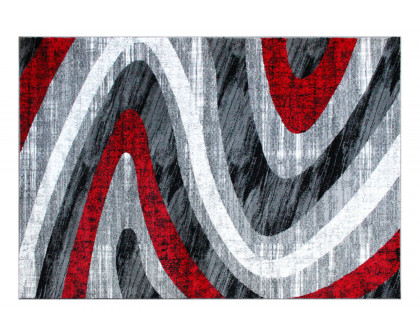 BLNK Altum Collection Olefin Wave Patterned Area Rug with Jute Backing - Red, 5'W x 7'L