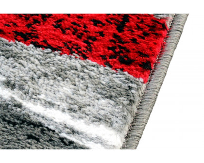 BLNK Altum Collection Olefin Wave Patterned Area Rug with Jute Backing - Red, 5'W x 7'L