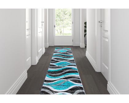 BLNK - Wisp Collection Olefin Rippled Area Rug with Jute Backing