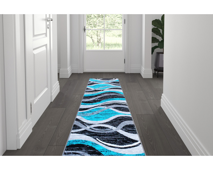 BLNK - Wisp Collection Olefin Rippled Area Rug with Jute Backing