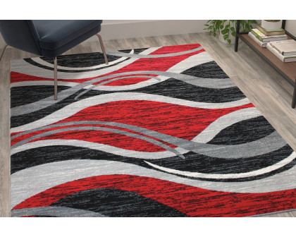 BLNK - Wisp Collection Olefin Rippled Area Rug with Jute Backing