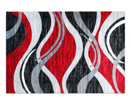 BLNK Wisp Collection Olefin Rippled Area Rug with Jute Backing - Red, 5'W x 7'L