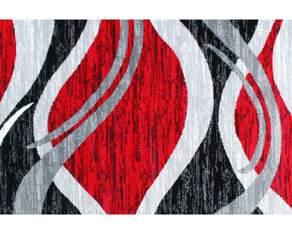 BLNK Wisp Collection Olefin Rippled Area Rug with Jute Backing - Red, 5'W x 7'L