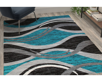 BLNK Wisp Collection Olefin Rippled Area Rug with Jute Backing