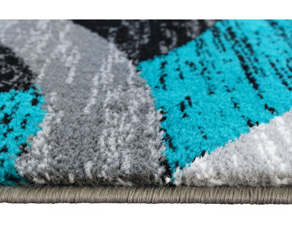 BLNK Wisp Collection Olefin Rippled Area Rug with Jute Backing - Turquoise, 5'W x 7'L