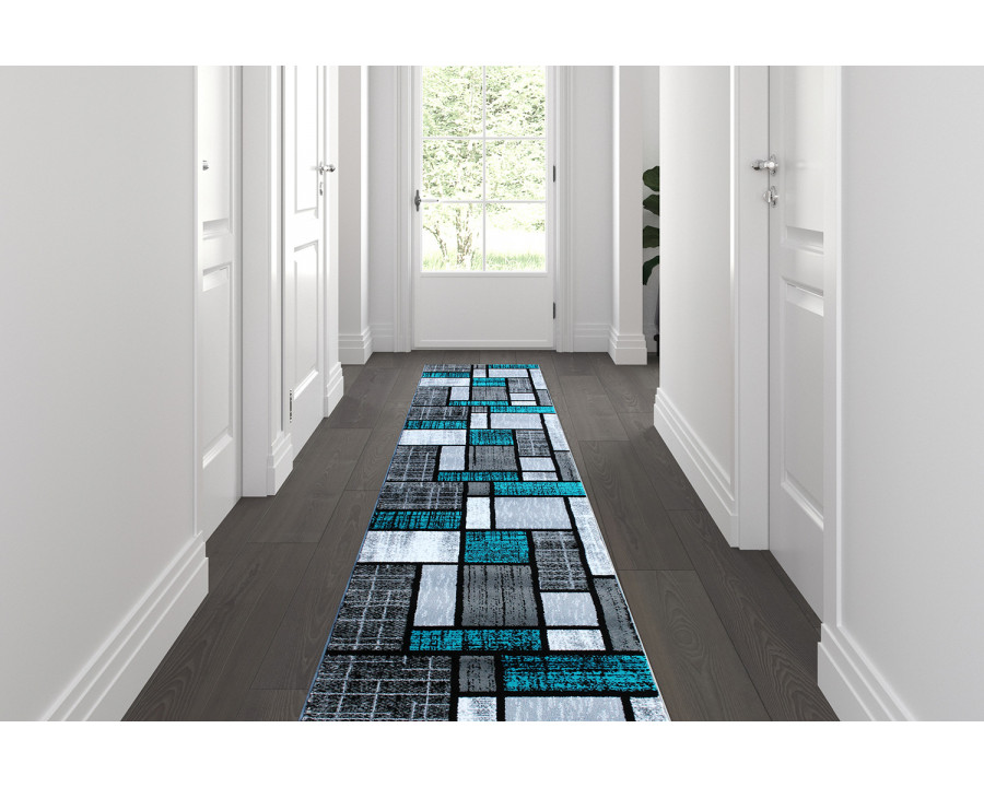 BLNK - Raven Collection Olefin Color Bricked Area Rug with Jute Backing