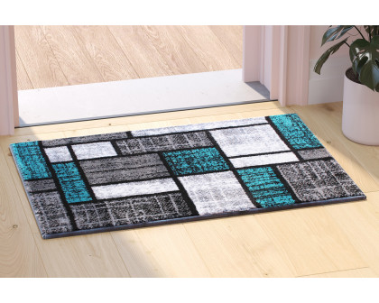 BLNK - Raven Collection Olefin Color Bricked Area Rug with Jute Backing