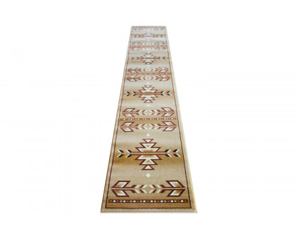 BLNK Lodi Collection Southwestern Style Olefin Area Rug with Jute Backing - Brown, 2'W x 11'L