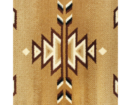 BLNK Lodi Collection Southwestern Style Olefin Area Rug with Jute Backing - Brown, 2'W x 11'L