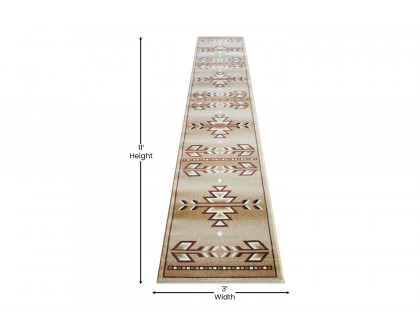 BLNK Lodi Collection Southwestern Style Olefin Area Rug with Jute Backing - Brown, 2'W x 11'L