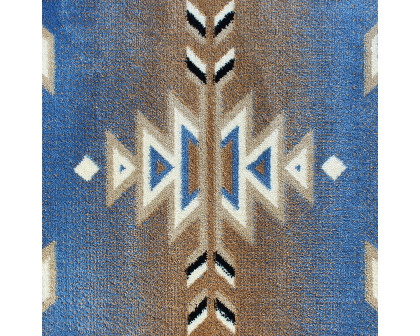 BLNK Lodi Collection Southwestern Style Olefin Area Rug with Jute Backing - Blue, 2'W x 11'L