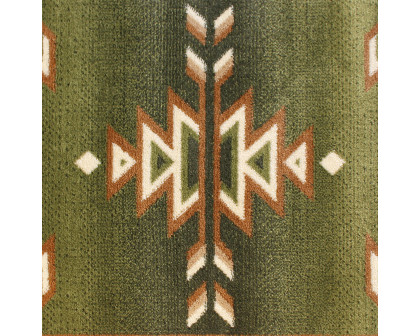 BLNK Lodi Collection Southwestern Style Olefin Area Rug with Jute Backing - Green, 2'W x 11'L