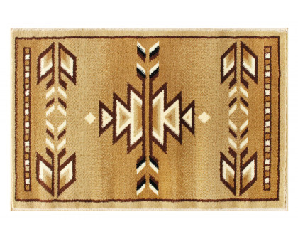 BLNK Lodi Collection Southwestern Style Olefin Area Rug with Jute Backing - Brown, 2'W x 3'L