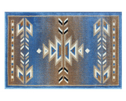 BLNK Lodi Collection Southwestern Style Olefin Area Rug with Jute Backing - Blue, 2'W x 3'L